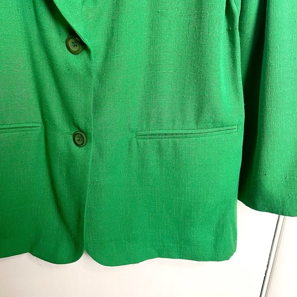 Oversized emerald green blazer with shawl collar - size 12P - Picture 8 of 9